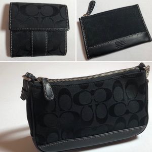 Coach Vintage Black Signature C Monogram Purse Set